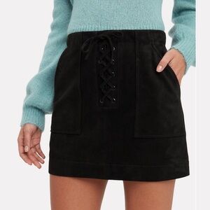 Intermix Ainsley Black Suede Lace Up Mini Skirt Size 0